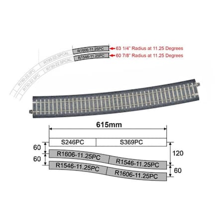 Kato HO Scale Concrete Tie Large Curved Section Unitrack KAT2-331
